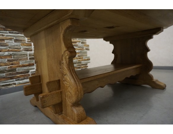 ŁAWA LITY DĄB NATURALNA RZEŹBIONY BLAT UNIKATOWA SZER. 140 CM