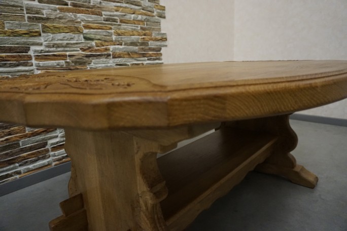 ŁAWA LITY DĄB NATURALNA RZEŹBIONY BLAT...