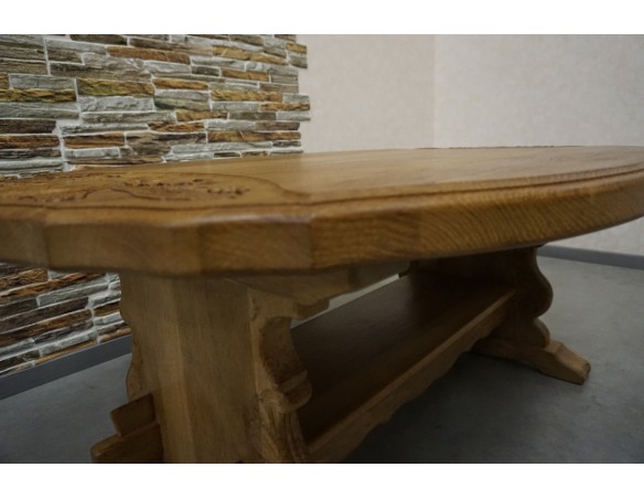 ŁAWA LITY DĄB NATURALNA RZEŹBIONY BLAT UNIKATOWA SZER. 140 CM