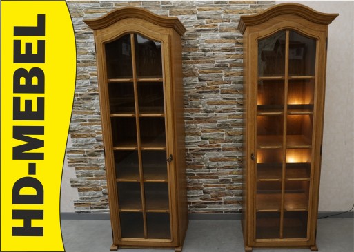 WITRYNA WĄSKA DĘBOWA REGAŁ BIBLIOTEKA PODŚWIETLANA SZER....