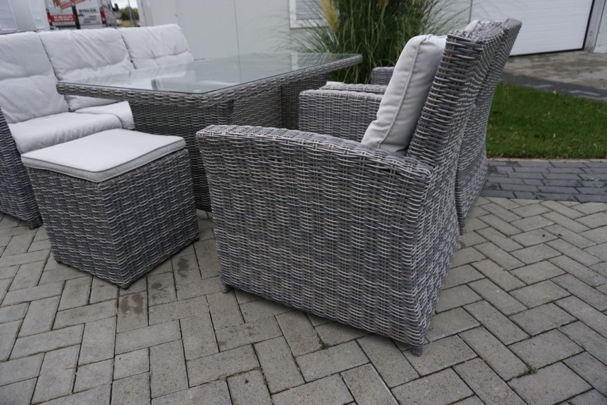 ZESTAW DO OGRODU TARAS STÓŁ + SOFA 3 OSOBOWA + 2 FOTELE  TECHNORATTAN