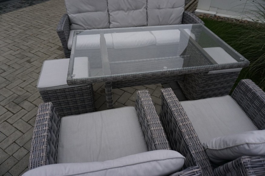 ZESTAW DO OGRODU TARAS STÓŁ + SOFA 3 OSOBOWA + 2 FOTELE  TECHNORATTAN