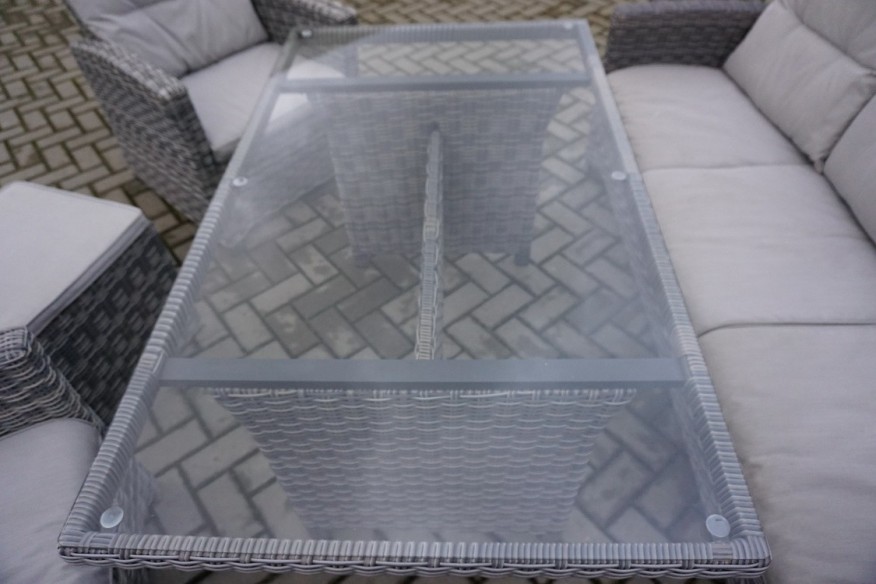 ZESTAW NA OGRÓD TARAS SOFA 3 OSOBOWA + 2 FOTELE + STÓŁ + PUFA + PODUCHY TECHNORATTAN