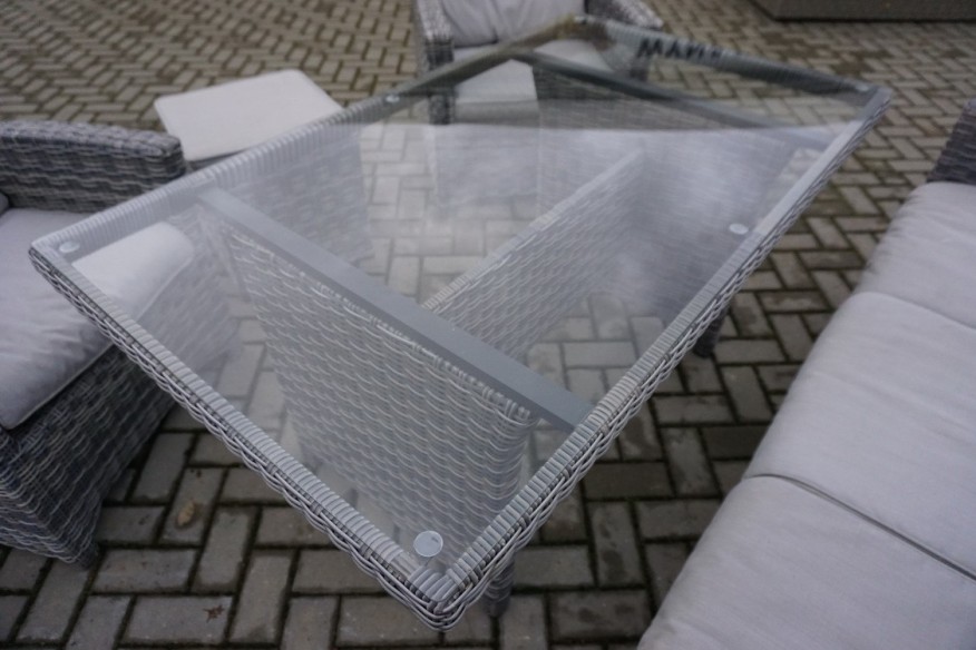 ZESTAW NA OGRÓD TARAS SOFA 3 OSOBOWA + 2 FOTELE + STÓŁ + PUFA + PODUCHY TECHNORATTAN