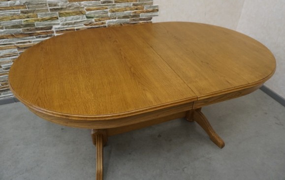 STÓŁ DĘBOWY OWALNY ROZKŁADANY 3 WSTAWKI SZER. 160 CM /... 2
