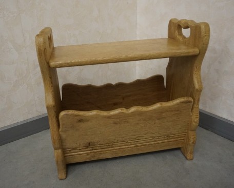 STOŁEK SIEDZISKO GAZETNIK Z LITEGO DĘBU SZER. 41 CM 2