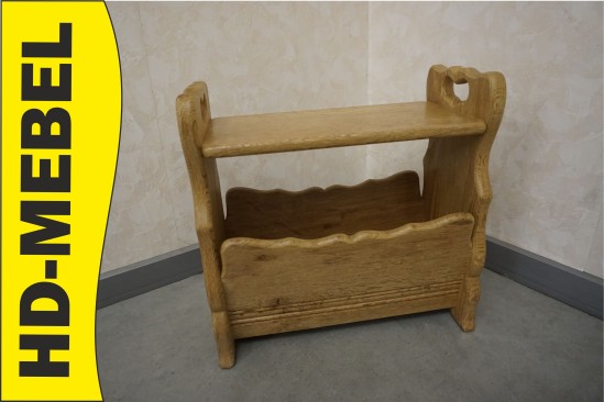 STOŁEK SIEDZISKO GAZETNIK Z LITEGO DĘBU SZER. 41 CM