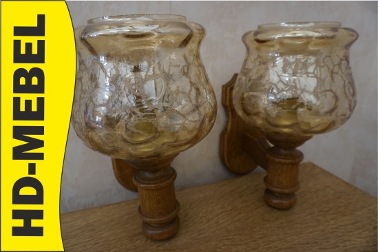 KINKIETY DĘBOWE 2 SZTUKI SZER. 17 CM