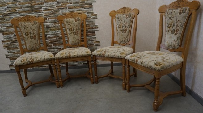 KRZESŁA 4 SZTUKI KOMPLET DĘBOWE SZER. 54 CM 2