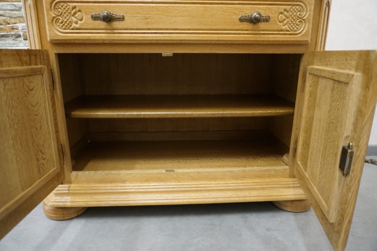 KOMODA RTV Z LITEGO DĘBU RUCHOMY BLAT SZER. 108 CM
