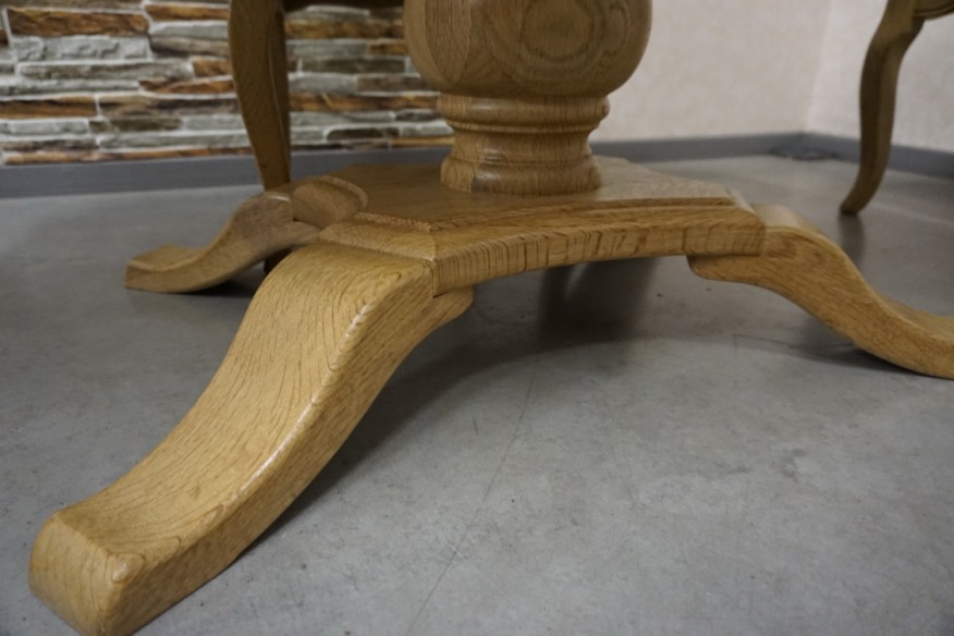 STÓŁ Z LITEGO DĘBU ROZKŁADANY + 4 KRZESŁA SZER. 120/194 CM