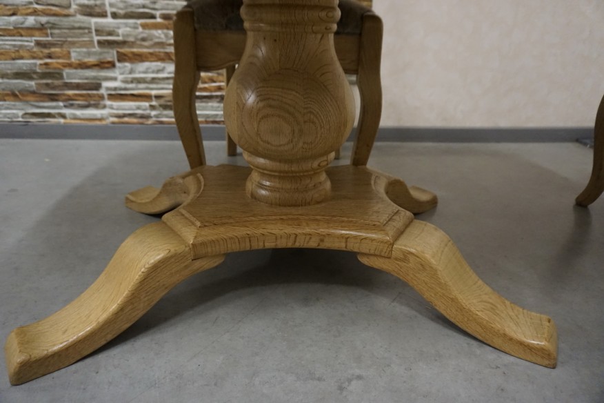 STÓŁ Z LITEGO DĘBU ROZKŁADANY + 4 KRZESŁA SZER. 120/194 CM
