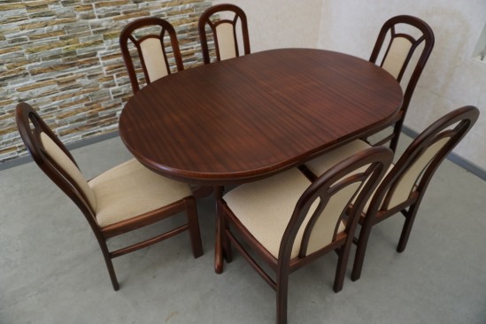 STOŁ MAHONIOWY ROZKŁADANY + 6 KRZESEŁ SZER. 150/200 CM 2