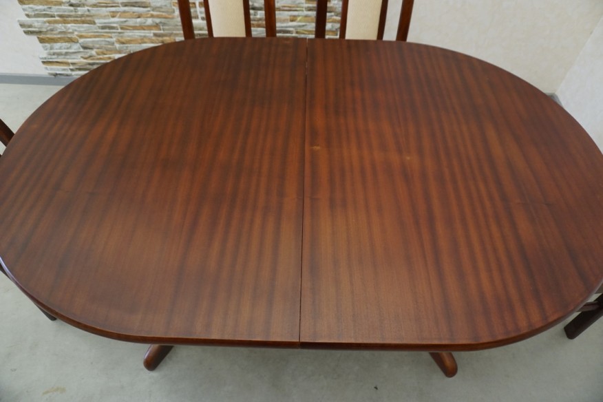 STOŁ MAHONIOWY ROZKŁADANY + 6 KRZESEŁ SZER. 150/200 CM