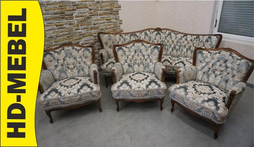 ZESTAW CHIPPENDALE SOFA 3 OSOBOWA + 3 FOTELE...