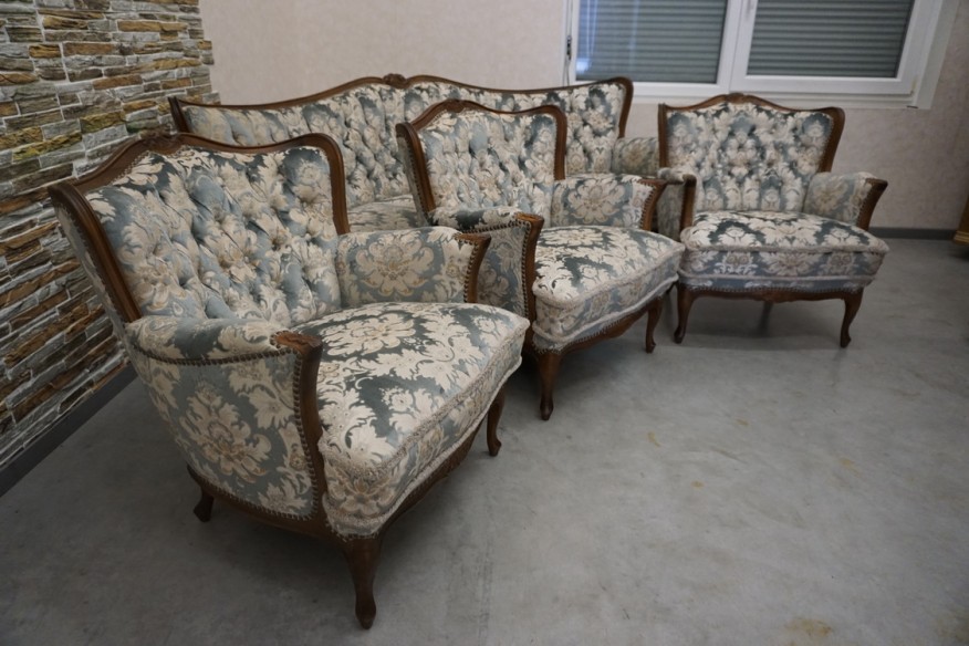 ZESTAW CHIPPENDALE SOFA 3 OSOBOWA + 3 FOTELE Warrings Ludwik Filip