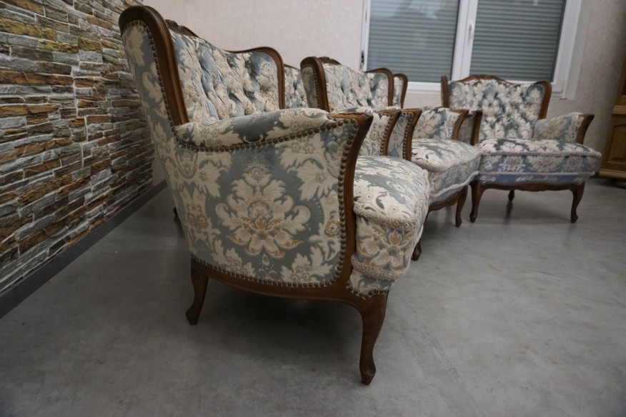 ZESTAW CHIPPENDALE SOFA 3 OSOBOWA + 3 FOTELE Warrings Ludwik Filip