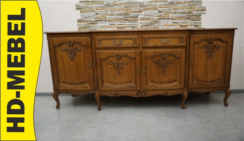 KOMODA DĘBOWA CHIPPENDALE SZER. 220 CM