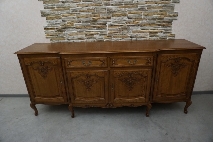 KOMODA DĘBOWA CHIPPENDALE SZER. 220 CM
