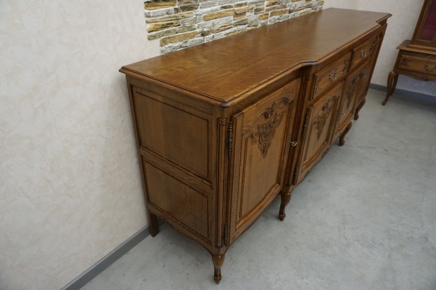 KOMODA DĘBOWA CHIPPENDALE SZER. 220 CM