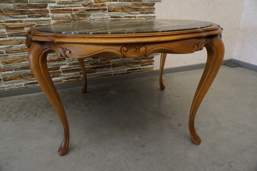 ŁAWA ORZECHOWA OKRĄGŁA BLAT MALACHITOWY 100/100 CM