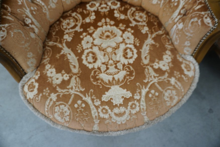 ZESTAW CHIPPENDALE LUDWIK FILIP SOFA 2 OSOBOWA + 2 FOTELE  + PODNÓŻEK - PUFA