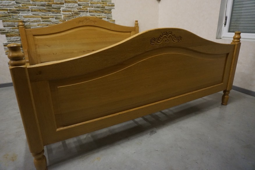ŁÓŻKO DĘBOWE DWUOSOBOWE Z LITEGO DĘBU 2 x STELAŻE REGULOWANE 100/200 CM