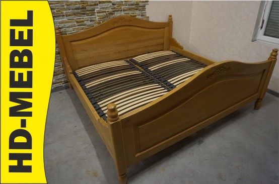 ŁÓŻKO DĘBOWE DWUOSOBOWE Z LITEGO DĘBU 2 x STELAŻE...