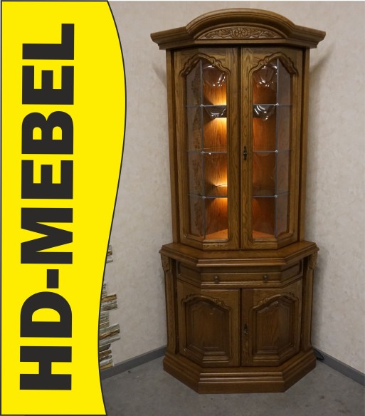 WITRYNA NAROŻNA DĘBOWA PODŚWIETLANA 65/65 CM
