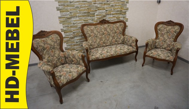 ZESTAW CHIPPENDALE LUDWIK FILIP 2+1+1  SOFA 2 OSOBOWA + 2...