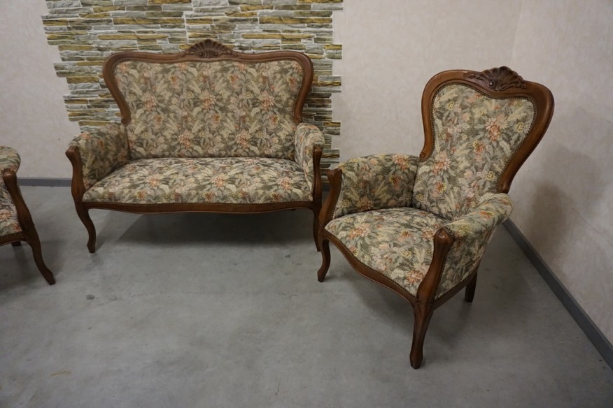 ZESTAW CHIPPENDALE LUDWIK FILIP 2+1+1  SOFA 2 OSOBOWA + 2 FOTELE