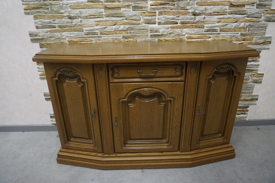 KOMODA MAŁA DĘBOWA 3 DRZWIOWA SZER. 130 CM NA TV SUPER