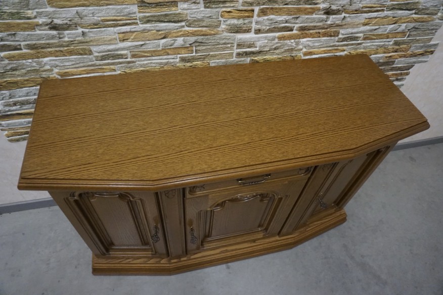 KOMODA MAŁA DĘBOWA 3 DRZWIOWA SZER. 130 CM NA TV SUPER