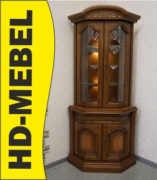 WITRYNA NAROŻNA ORZECHOWA PODŚWIETLANA 65/65 CM