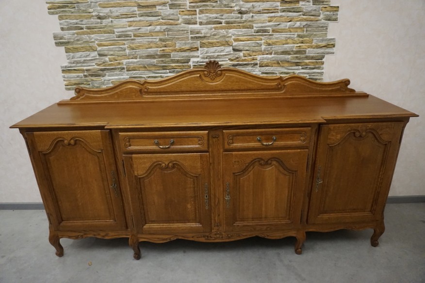 KOMODA DĘBOWA 4 DRZWIOWA W STYLU CHIPPENDALE SZER. 221 CM