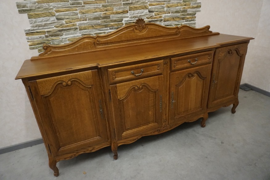 KOMODA DĘBOWA 4 DRZWIOWA W STYLU CHIPPENDALE SZER. 221 CM