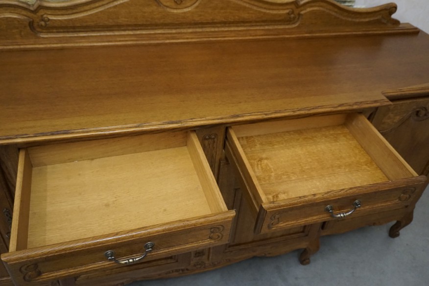 KOMODA DĘBOWA 4 DRZWIOWA W STYLU CHIPPENDALE SZER. 221 CM