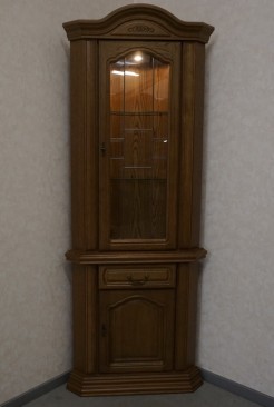 WITRYNA NAROŻNA DĘBOWA PODŚWIETLANA 56/56 CM 2