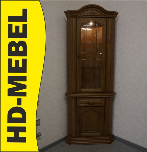 WITRYNA NAROŻNA DĘBOWA PODŚWIETLANA 56/56 CM