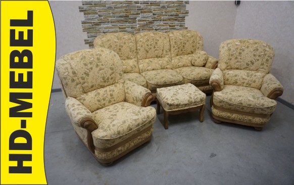 ZESTAW NA STELAŻU DĘBOWYM 3+1+1+ hoker , SOFA 3 OSOBOWA +...